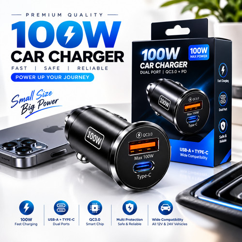 100w dual port fast car - 100w,