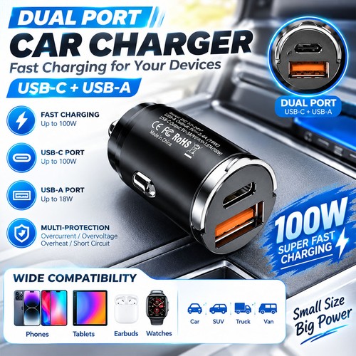 Fast car charger usb port - 2,