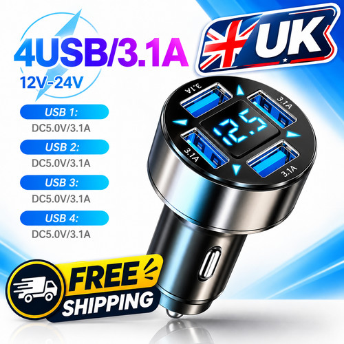 Fast car charger adapter - fast, 4usb