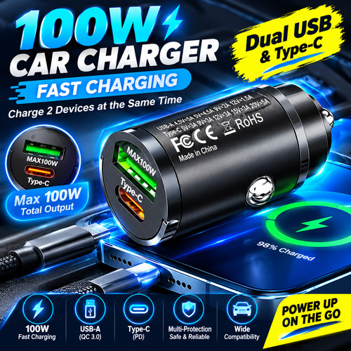 100w dual port - 100w, car