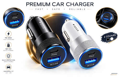 Fast car charger usb - 2, port